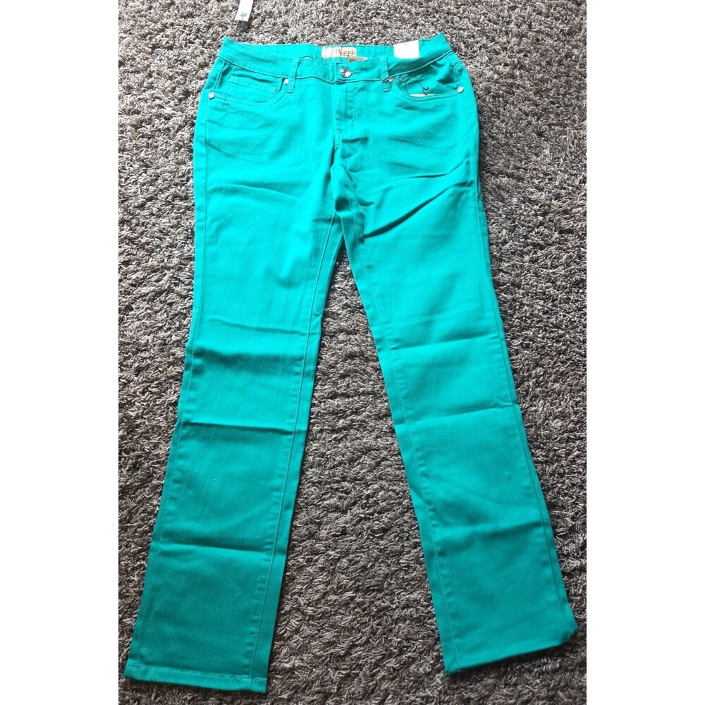 Hybrid & Company Green skinny stretch denim jeans women size 9 NWT New
